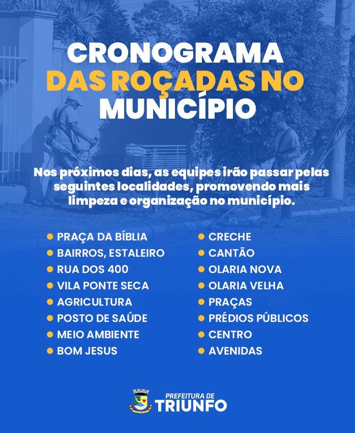 CRONOGRAMA DAS ROÇADAS NO MUNICÍPIO 