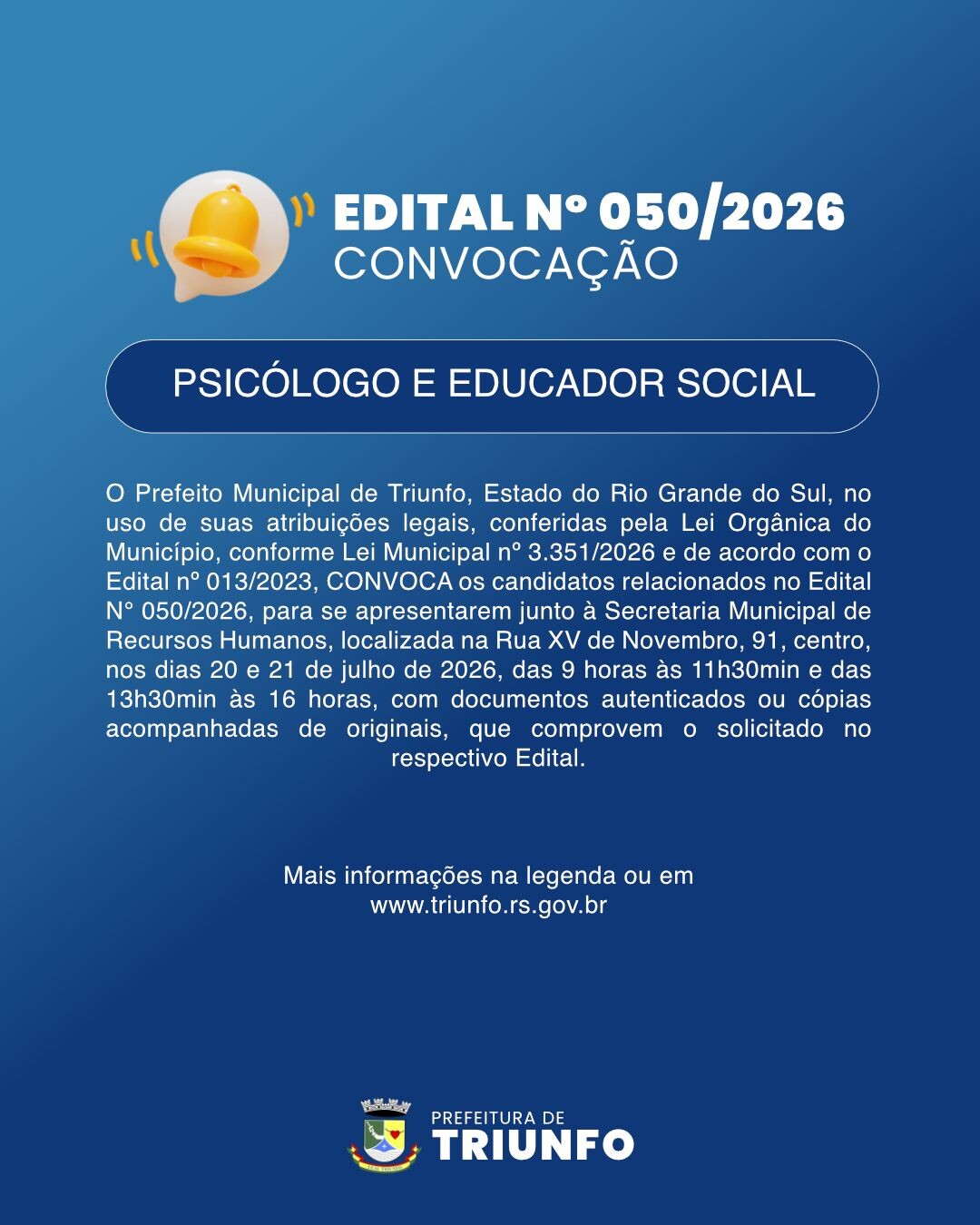 EDITAL N° 050/2026