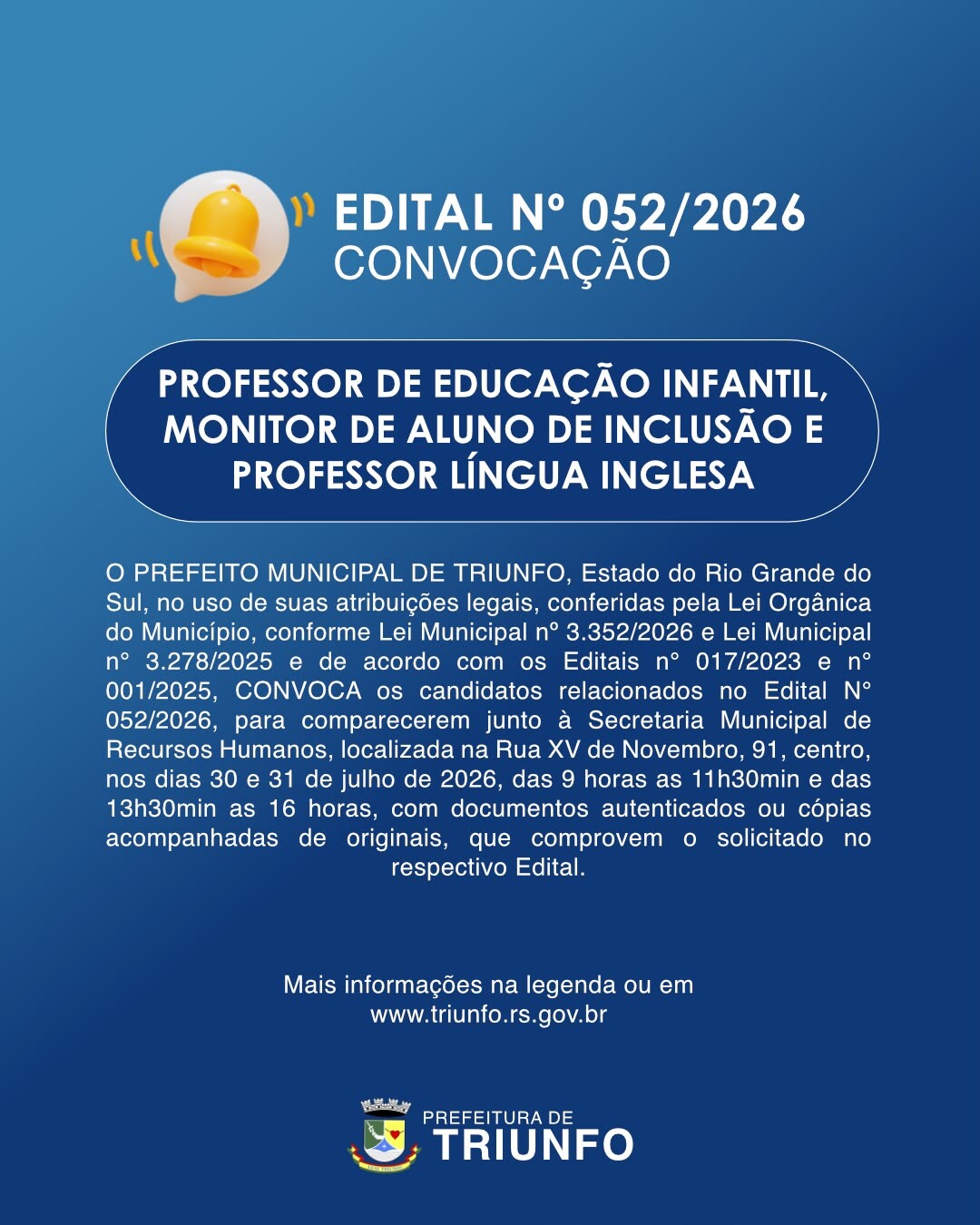 EDITAL N° 052/2026