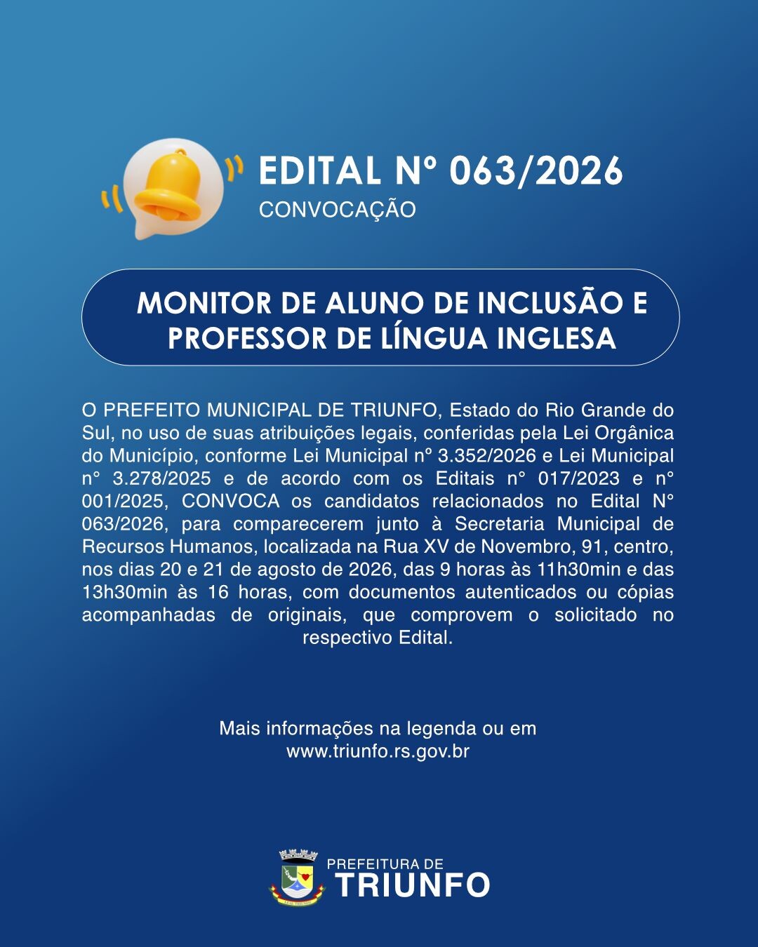EDITAL N⁰ 063/2026